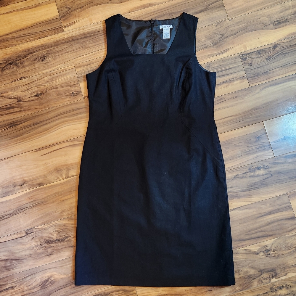 J.G. Hook Vintage Black Linen and Cotton Sheath Dress Size 12P